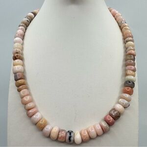 Beautiful New Pink Opal Beaded Necklace Natural Stone Boho Jewelry